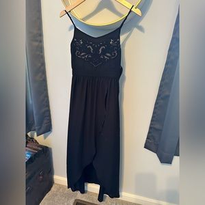 High-low black dress